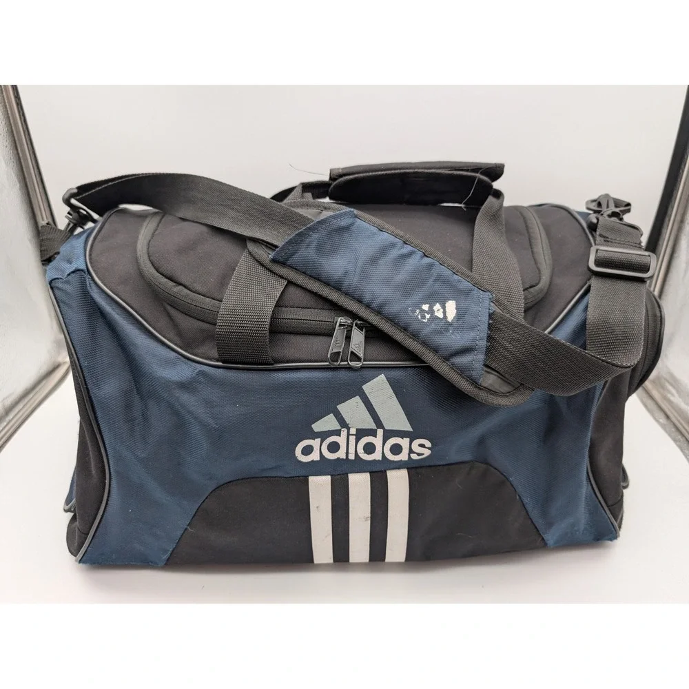 Adidas Duffel Bag Black Navy Blue Gym Travel Sports Weekend Carry On 20 Inch